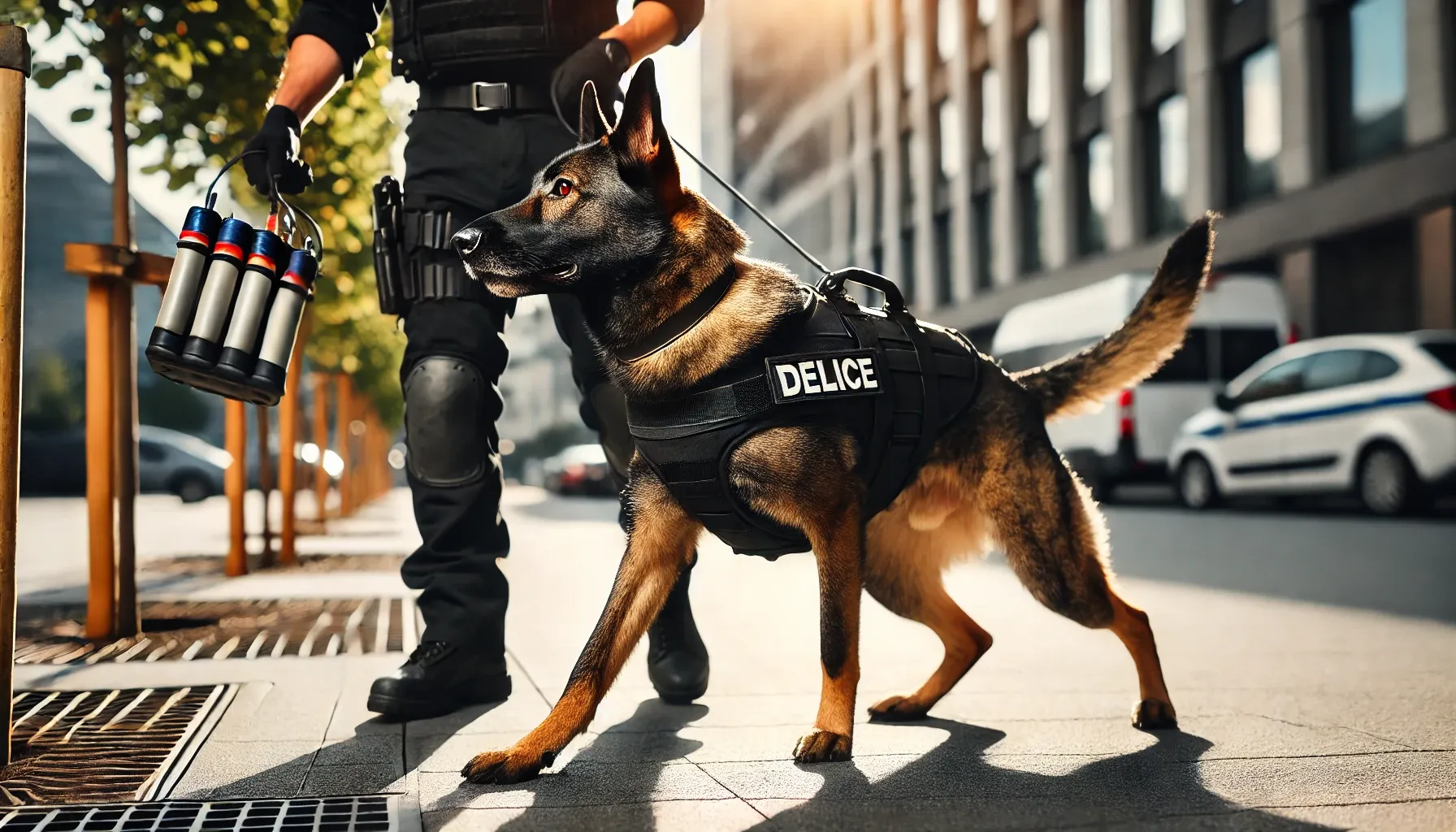 A dog sniffing a bag